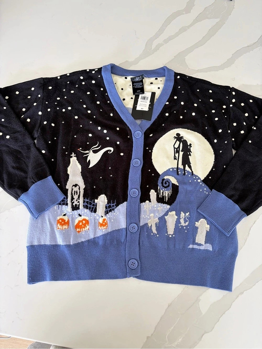 Boxlunch Disney The Nightmare Before Christmas Jack & Sally Snowy Night Cardigan